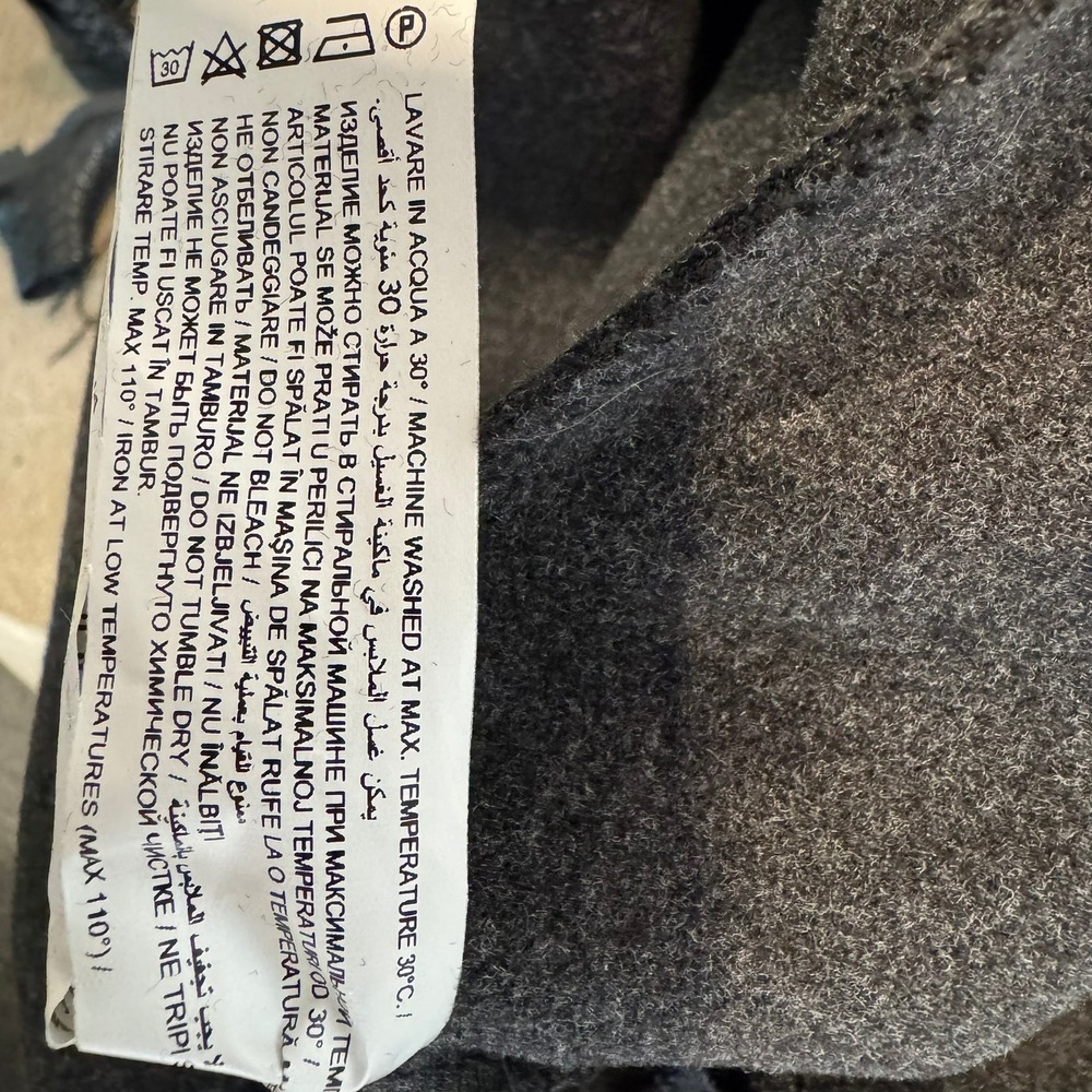 Piazza Italia Anthracite Gray Button Cowl Neck Poncho Wrap Made in Italy L XL - Picture 6 of 6